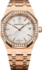 Audemars Piguet Royal Oak 34mm Selfwinding Rose Gold Diamond Bezel Silver Dial - 77351OR.ZZ.1261OR.01