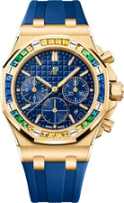 Audemars Piguet Royal Oak Offshore 37 mm Chronograph Yellow Gold Sapphires Bezel Blue Dial - 26236BA.YY.D346CA.01